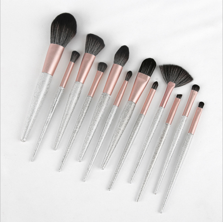 12 Pcs Silver Frosted Makeup Brush Set